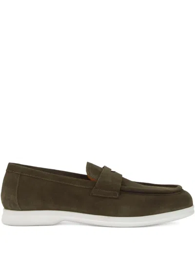 Calce Penny Suede Loafers In Green