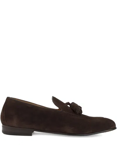 Calce Tassel Suede Loafers In Brown