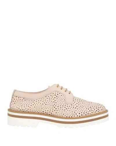 Calce Woman Lace-up Shoes Beige Size 8 Leather