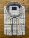 Calder Carmel Men's Calder Luxury Melange Peached Twill Herringbone Shirt In Fog In Multi