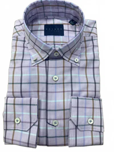Calder Carmel Men's Calder Luxury Melange Peached Twill Herringbone Shirt In Lavender In Purple