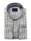 Calder Carmel Men's Luxury Melange Peached Twill Herringbone Shirt In Sage In Gray