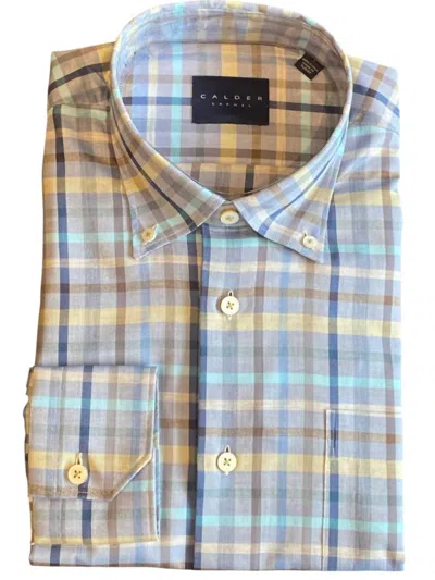 Calder Carmel Men's Tatersall Shirt In Turquoise In Blue