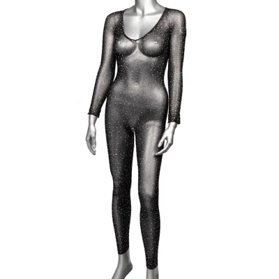 Calexotics Radiance Crotchless Full Body Suit - One Size - Black In Animal Print