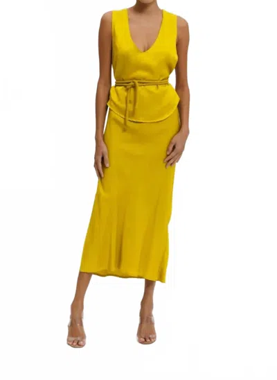 Cali Dreaming Elastic Waist Slip Skirt In Chartreuse In Yellow