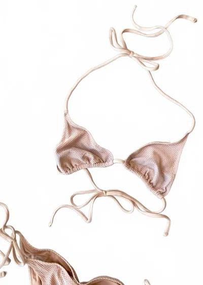 Cali Dreaming Women's Aries Bikini Top In Nude Waffle In Brown