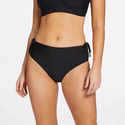 Calia Bikini Bottom Women's Pure Black Side Ruched Beach Swimwear Dsgl445