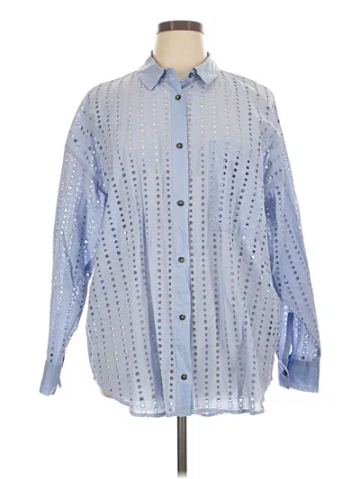Pre-owned Calia Long Sleeve Button Down Shirt In Blue