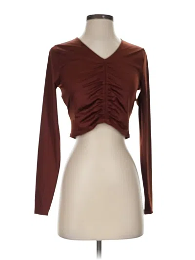 Pre-owned Calia Long Sleeve Top Brown Sweetheart Neckline Tops