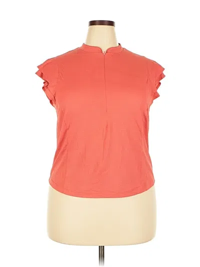Pre-owned Calia Short Sleeve Top Orange Mock Neckline Tops