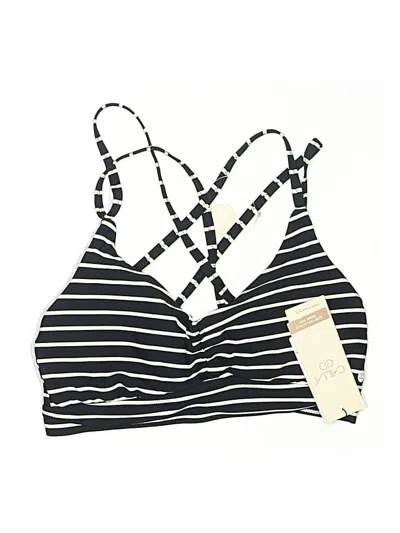 Pre-owned Calia Swimsuit Top Black Stripes Pattern Swimwear