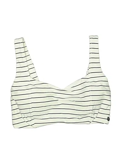 Pre-owned Calia Swimsuit Top Ivory Stripes Pattern Swimwear