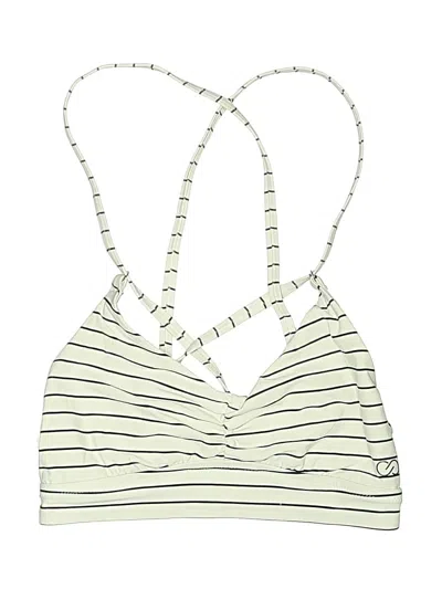 Pre-owned Calia Swimsuit Top Ivory Stripes Pattern Swimwear
