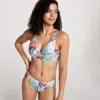 Calia Triangle Bikini Top Women's Leaf Upf 50+ Tie Back Swimwear Srt131 In Multi