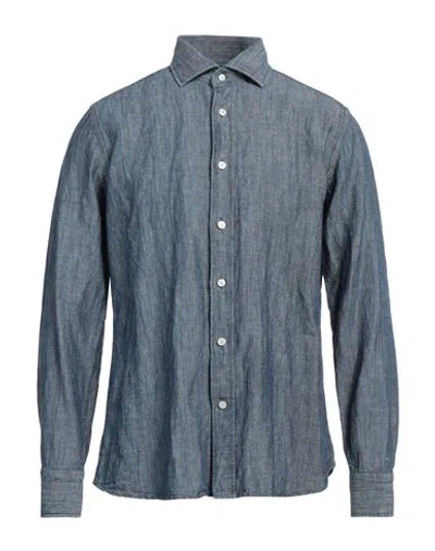 Caliban 820 Man Denim Shirt Blue Size 17 ½ Linen, Cotton