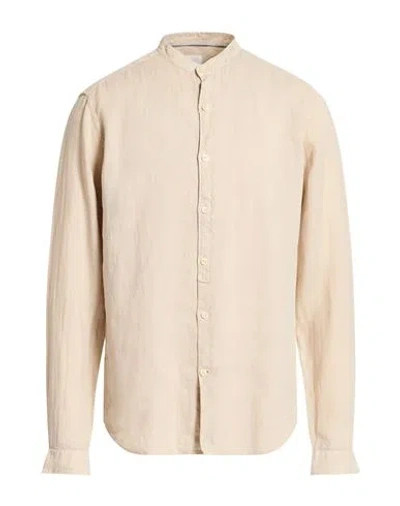 Caliban 820 Man Shirt Beige Size 17 Linen In Neutral
