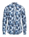 Caliban 820 Man Shirt Blue Size 16 Linen, Cotton In Blue