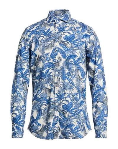 Caliban 820 Man Shirt Blue Size 17 Linen, Cotton