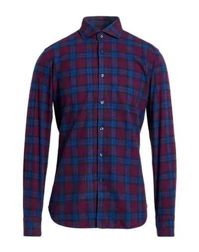 Caliban 820 Man Shirt Garnet Size 15 ½ Cotton In Multi