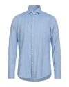 Caliban 820 Man Shirt Light Blue Size 17 Cotton, Tencel In Blue