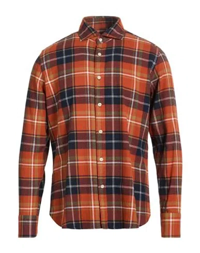 Caliban 820 Man Shirt Rust Size 15 ¾ Cotton In Brown