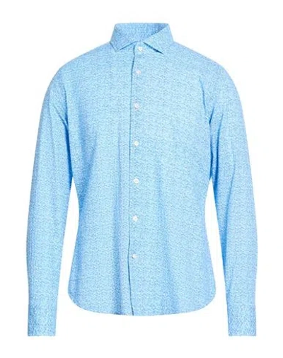 Caliban 820 Man Shirt Sky Blue Size 16 Cotton, Linen