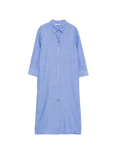 Caliban Buttoned Shirt Mini Dress In Blue