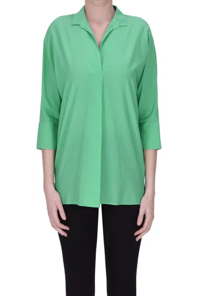 Caliban Cotton Blouse In Green