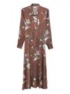 Caliban Floral Print Tie-neck Midi Dress In Brown