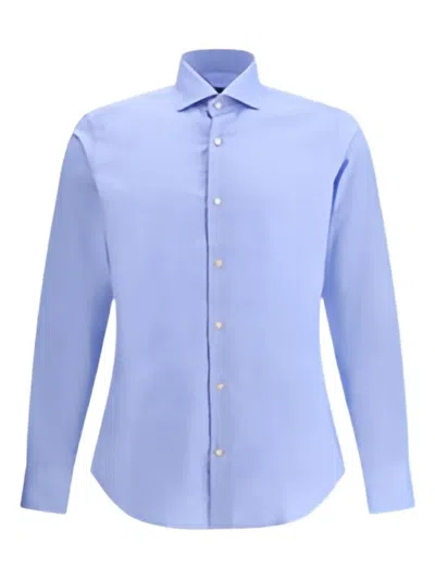 Caliban Long-sleeve Button-down Shirt In Blue