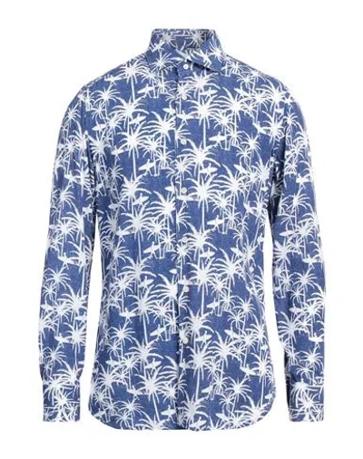 Caliban Man Shirt Blue Size 16 Viscose