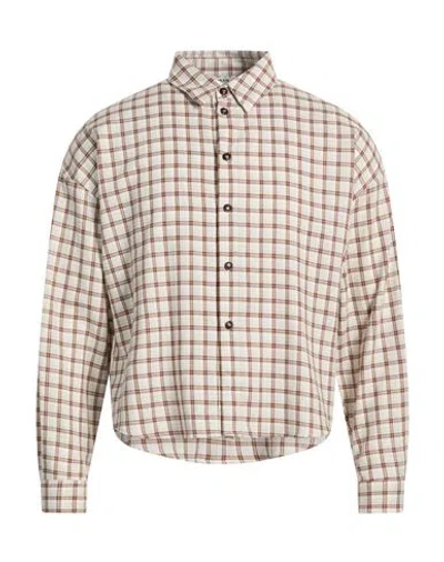 Caliban Man Shirt Light Brown Size 40 Cotton, Wool In Multi