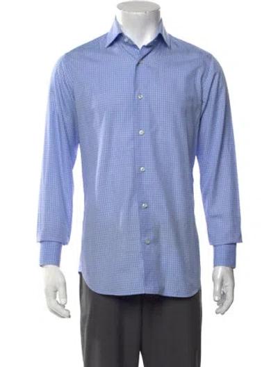 Pre-owned Caliban Plaid Print Long Sleeve Dress Shirt In Blue