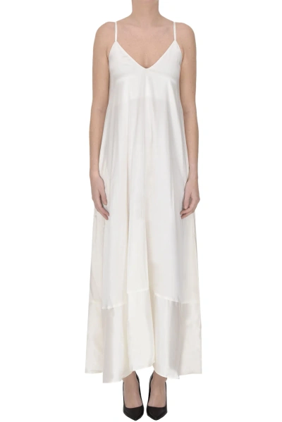 Caliban Silk Long Slip Dress In White