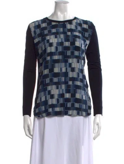 Pre-owned Caliban Silk Patterned Top In Blue