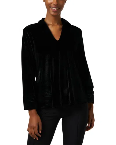 Caliban Stretch Velvet Blouse In Black