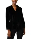 Caliban Stretch Velvet Blouse In Blue