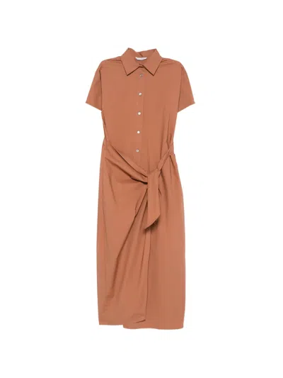 Caliban Tie-waist Midi Dress In Brown