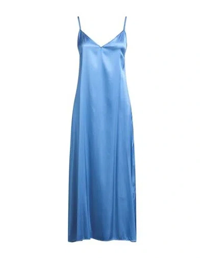 Caliban Woman Maxi Dress Azure Size 8 Silk, Elastane In Blue