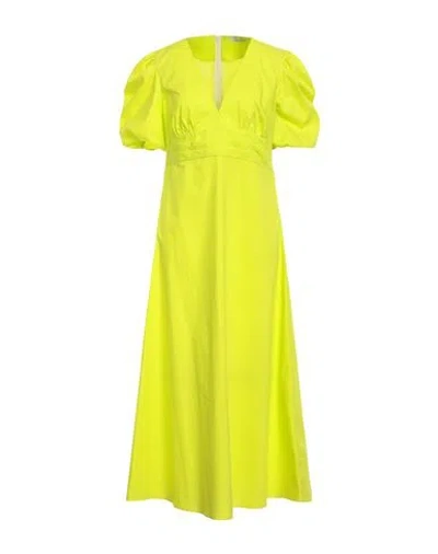 Caliban Woman Maxi Dress Lime Green Size 10 Cotton In Yellow