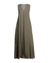 Caliban Woman Maxi Dress Military Green Size 4 Linen In Green