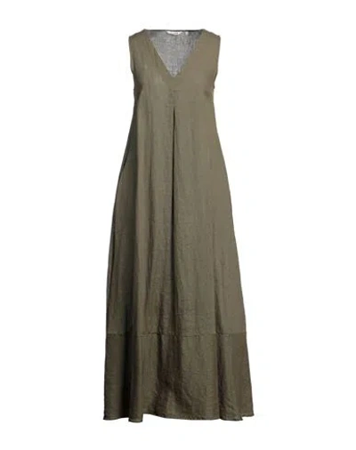 Caliban Woman Maxi Dress Military Green Size 4 Linen