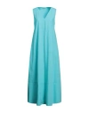 Caliban Woman Maxi Dress Turquoise Size 8 Cotton In Blue