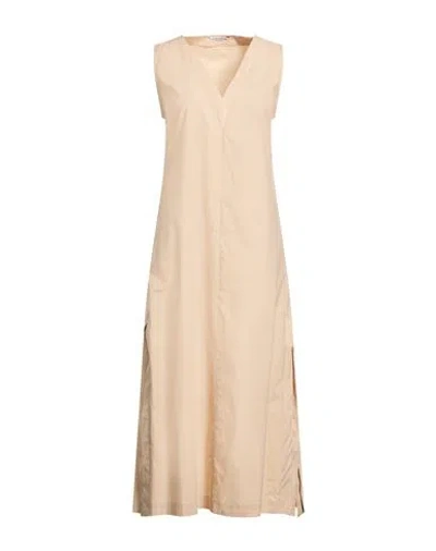 Caliban Woman Midi Dress Beige Size 10 Cotton, Elastane In Neutral