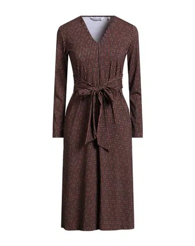 Caliban Woman Midi Dress Brown Size 4 Polyamide, Elastane