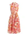 Caliban Woman Midi Dress Coral Size 6 Cotton, Metallic Acrylic In Orange