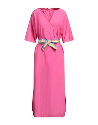 Caliban Woman Midi Dress Fuchsia Size 4 Cotton In Pink