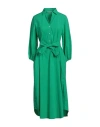 Caliban Woman Midi Dress Green Size 10 Cotton In Green