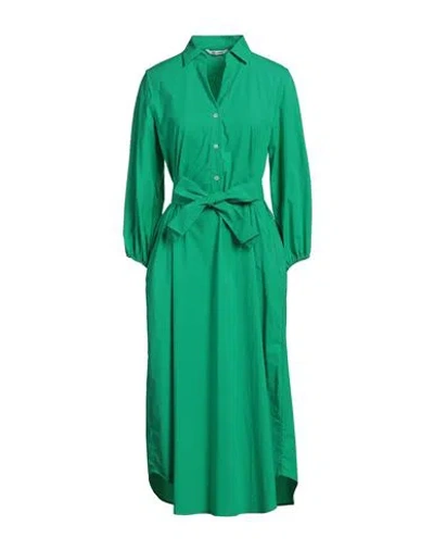 Caliban Woman Midi Dress Green Size 10 Cotton