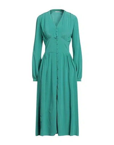 Caliban Woman Midi Dress Green Size 6 Silk, Elastane